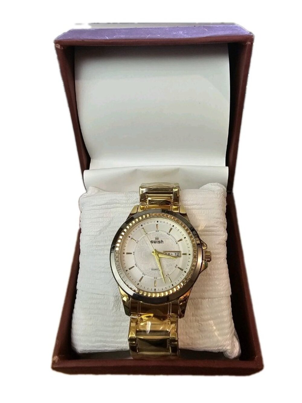 Swish NO#SW2330G Mens Gold Tone Stainless Steel Analog Watch 3ATM Water Resistan